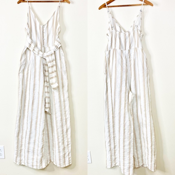 Roxy Wheel & Palms Wide Leg Jumpsuit Cream Stripe - Picture 4 of 14